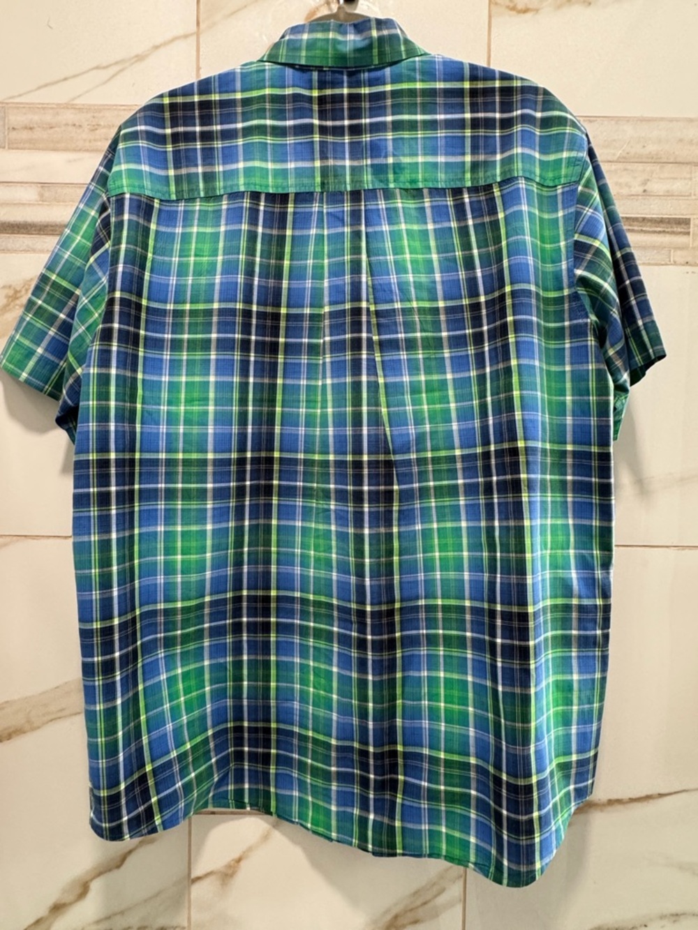 Cinch cowboy Plaid Button Down Shirt Mens Blue Green Short Sleeve western M - Picture 12 of 12